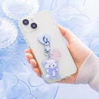 Lil ala mode Blueシリーズ スマホに貼れるキーリングチャーム付きキーホルダー（ラテ）