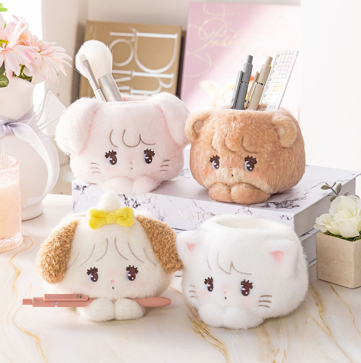 Lil ala mode ふわふわぬいぐるみペン立て（スフレ）