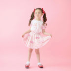 Lil ala mode 袖ギンガムチェックTシャツ（ピンク）