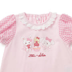 Lil ala mode 袖ギンガムチェックTシャツ（ピンク）