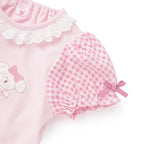 Lil ala mode 袖ギンガムチェックTシャツ（ピンク）