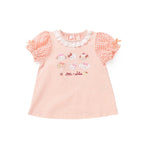 Lil ala mode 袖ギンガムチェックTシャツ（オレンジ）