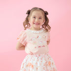 Lil ala mode 袖ギンガムチェックTシャツ（オレンジ）