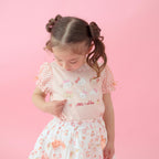 Lil ala mode 袖ギンガムチェックTシャツ（オレンジ）