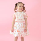 Lil ala mode 袖ギンガムチェックTシャツ（オレンジ）