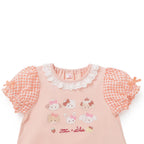 Lil ala mode 袖ギンガムチェックTシャツ（オレンジ）