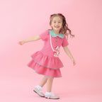 Lil ala mode ポシェット風ティアードフリルワンピース キャミー&ムース（ローズ）