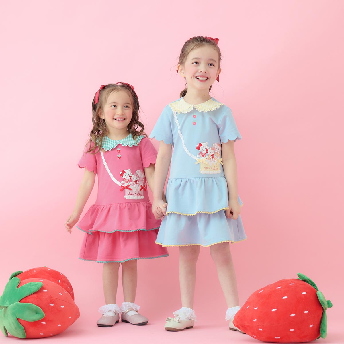 Lil ala mode ポシェット風ティアードフリルワンピース キャミー&ムース（ローズ）