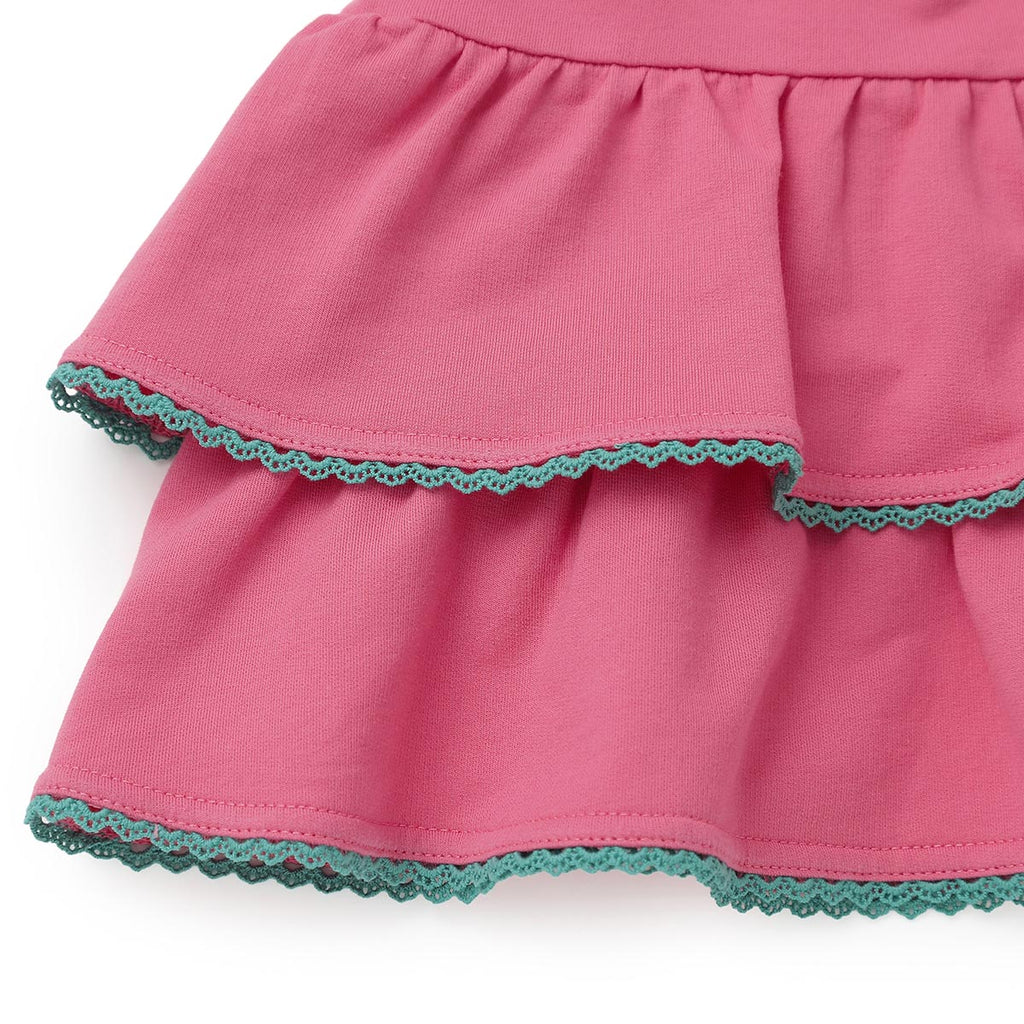 Lil ala mode ポシェット風ティアードフリルワンピース キャミー&ムース（ローズ）