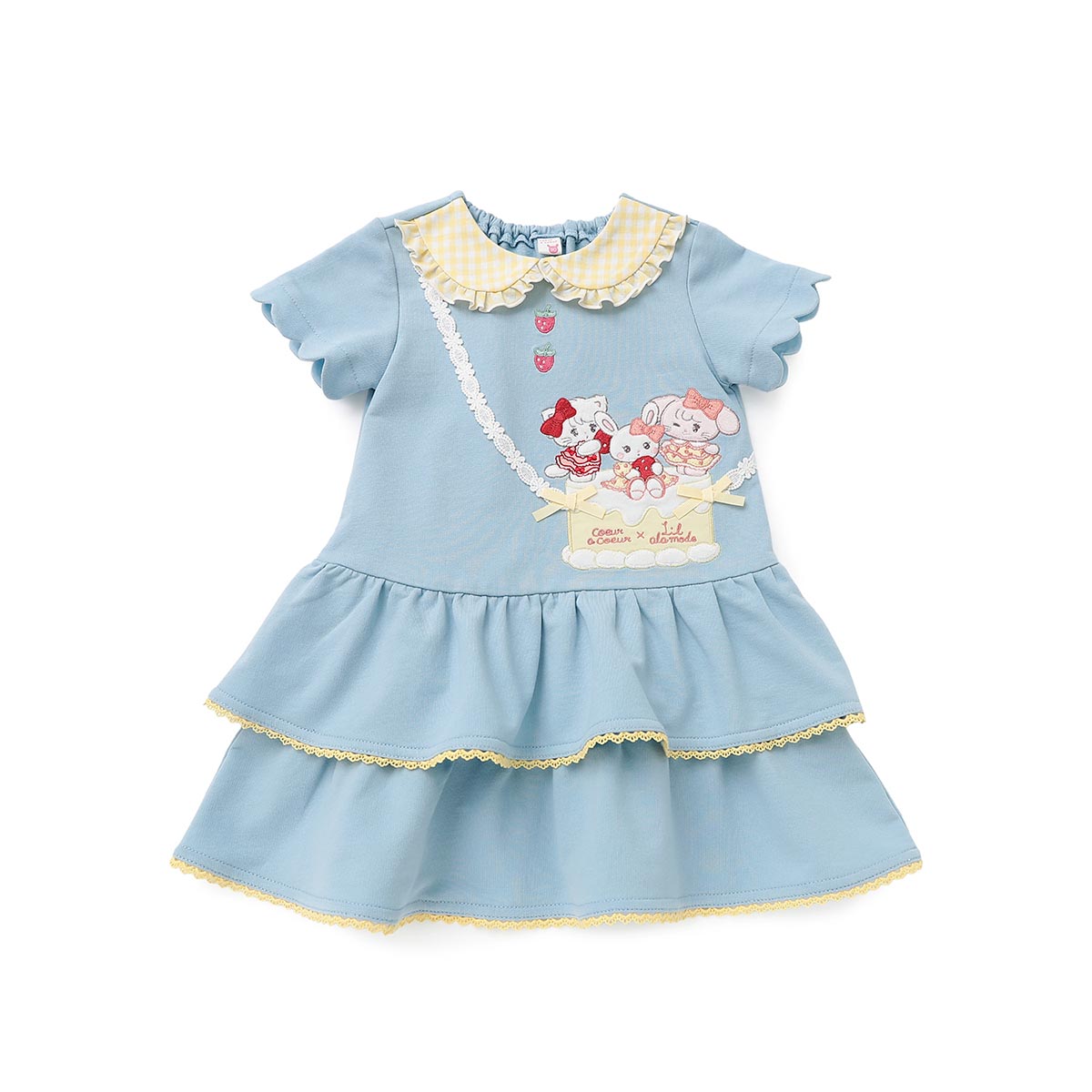 Lil ala mode ポシェット風ティアードフリルワンピース キャミー&ムース（サックス）