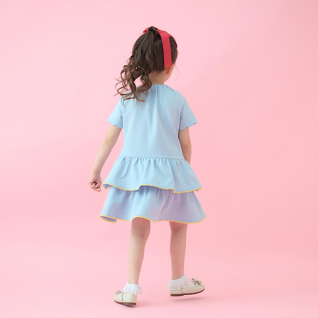 Lil ala mode ポシェット風ティアードフリルワンピース キャミー&ムース（サックス）