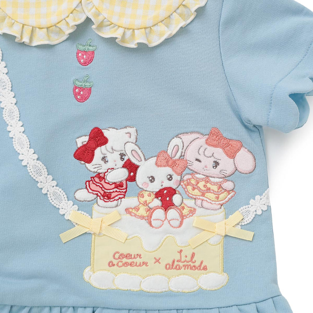 Lil ala mode ポシェット風ティアードフリルワンピース キャミー&ムース（サックス）