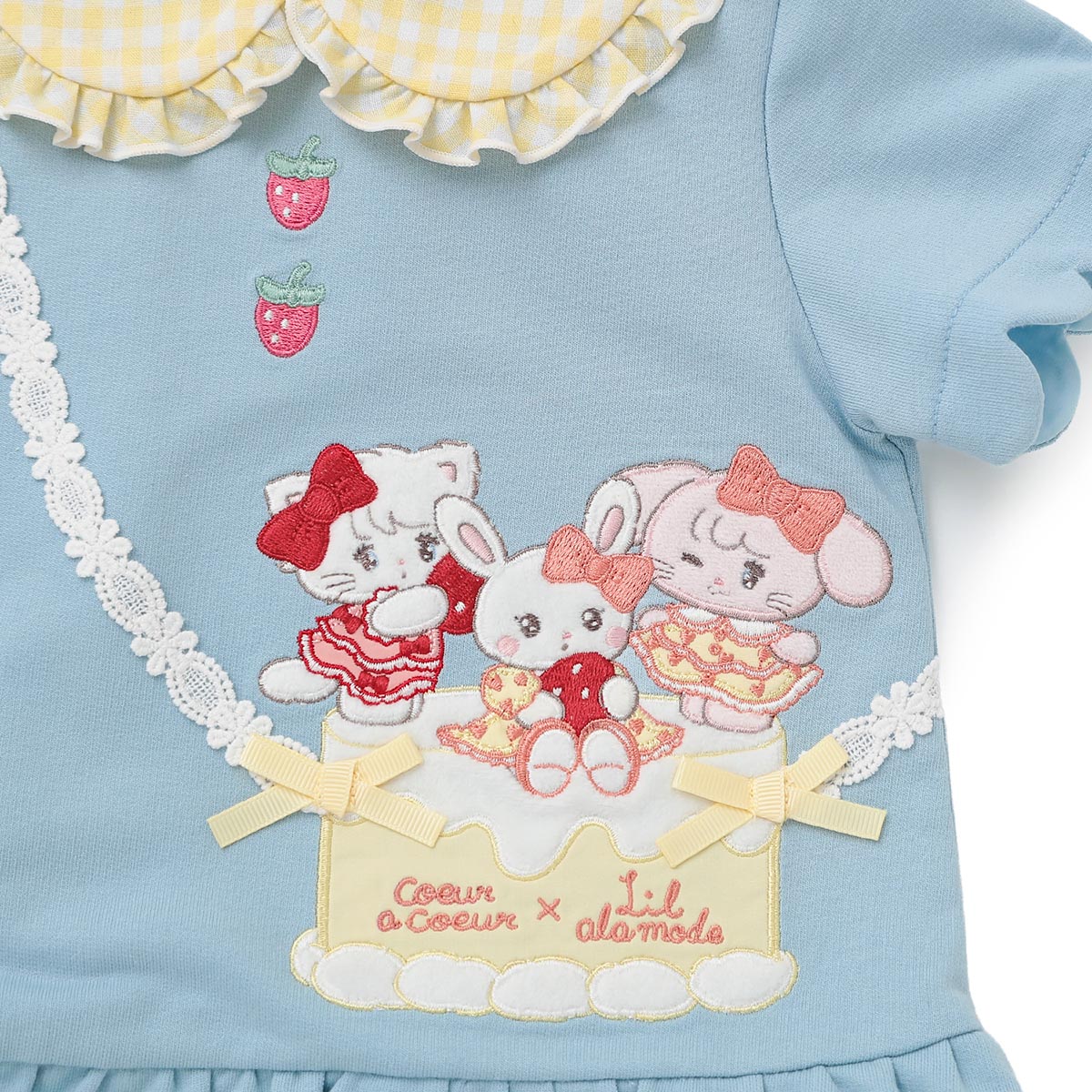 Lil ala mode ポシェット風ティアードフリルワンピース キャミー&ムース（サックス）