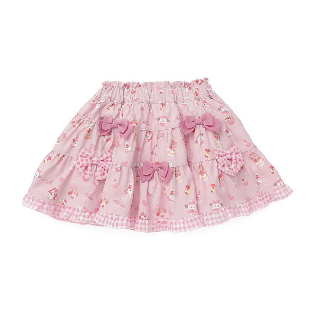 Lil ala mode インナーパンツ付きティアードスカート（ピンク）