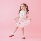 Lil ala mode インナーパンツ付きティアードスカート（ピンク）