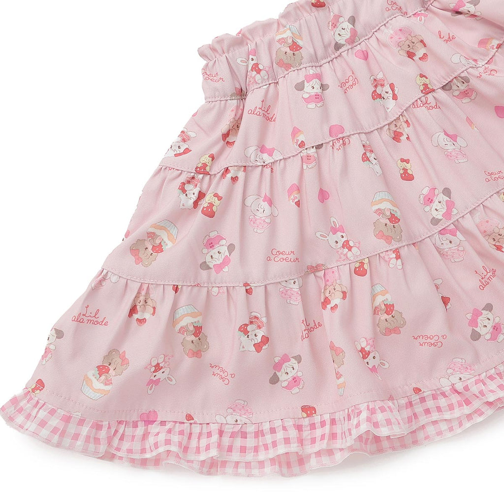 Lil ala mode インナーパンツ付きティアードスカート（ピンク）