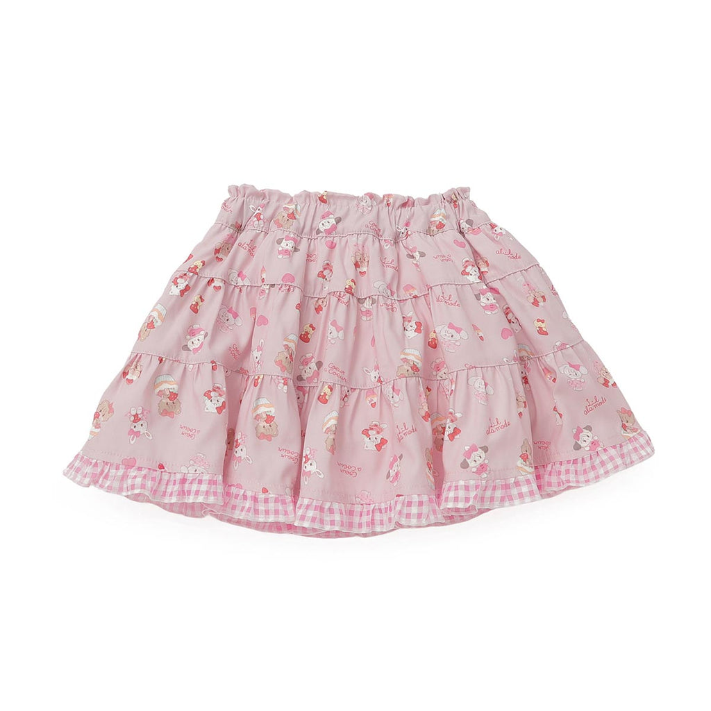 Lil ala mode インナーパンツ付きティアードスカート（ピンク）