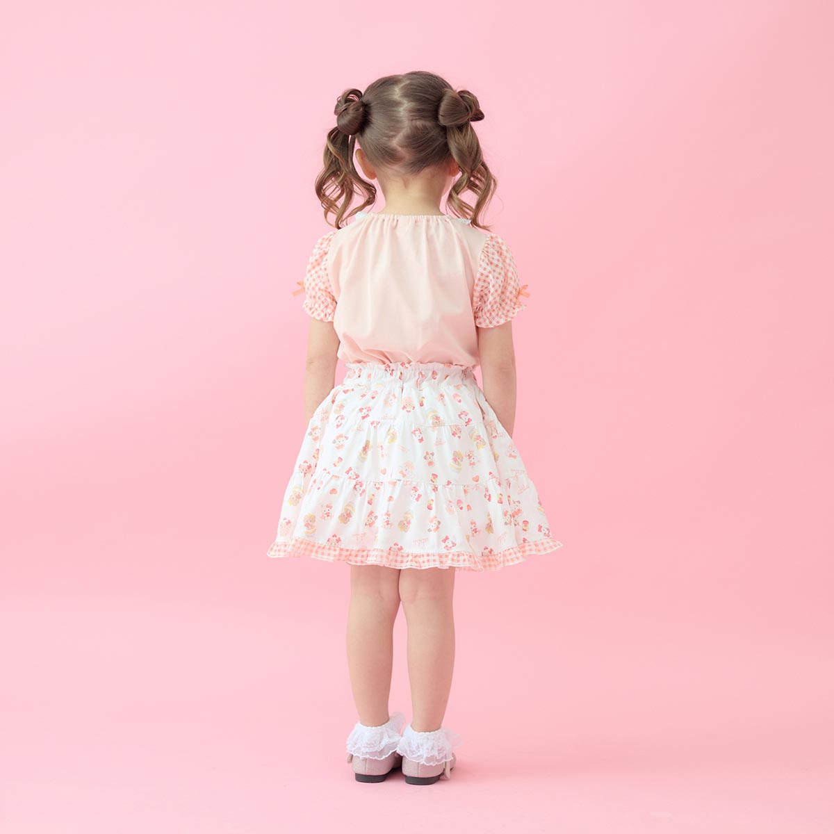 Lil ala mode インナーパンツ付きティアードスカート（オレンジ）