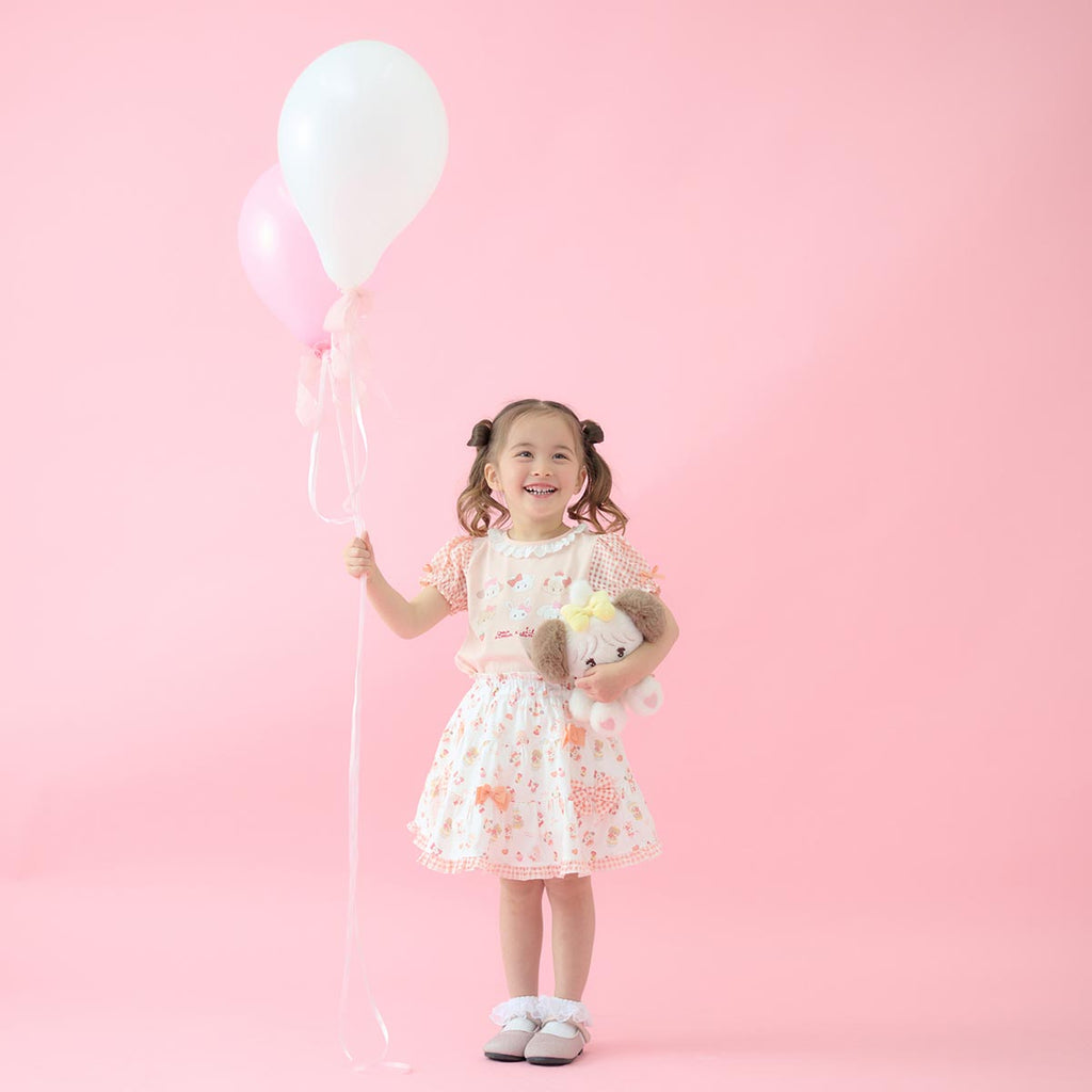 Lil ala mode インナーパンツ付きティアードスカート（オレンジ）