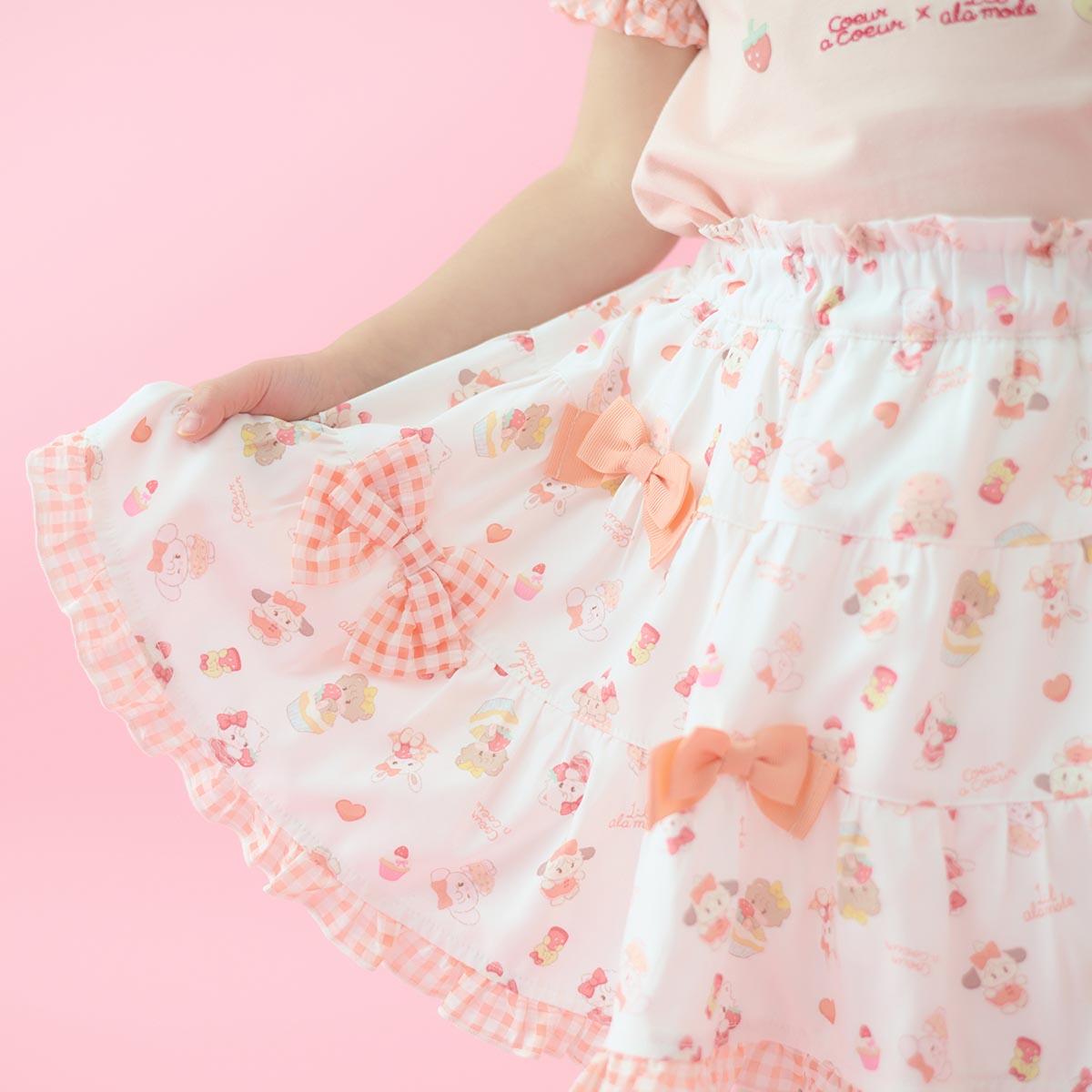 Lil ala mode インナーパンツ付きティアードスカート（オレンジ）