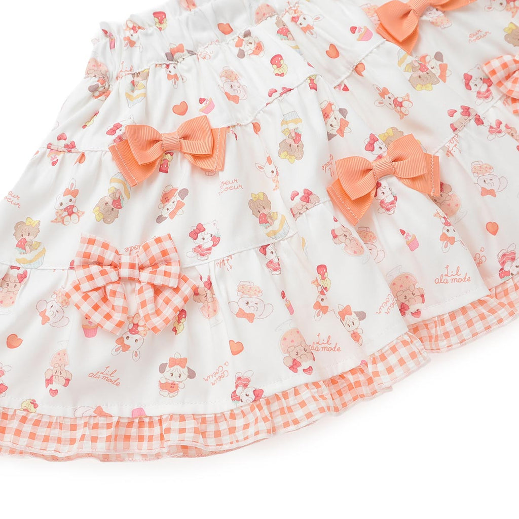 Lil ala mode インナーパンツ付きティアードスカート（オレンジ）