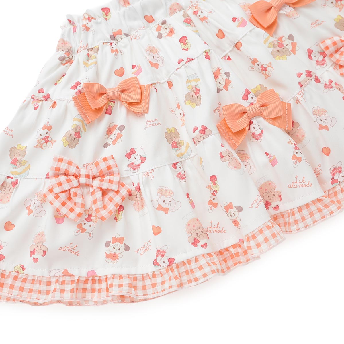 Lil ala mode インナーパンツ付きティアードスカート（オレンジ）