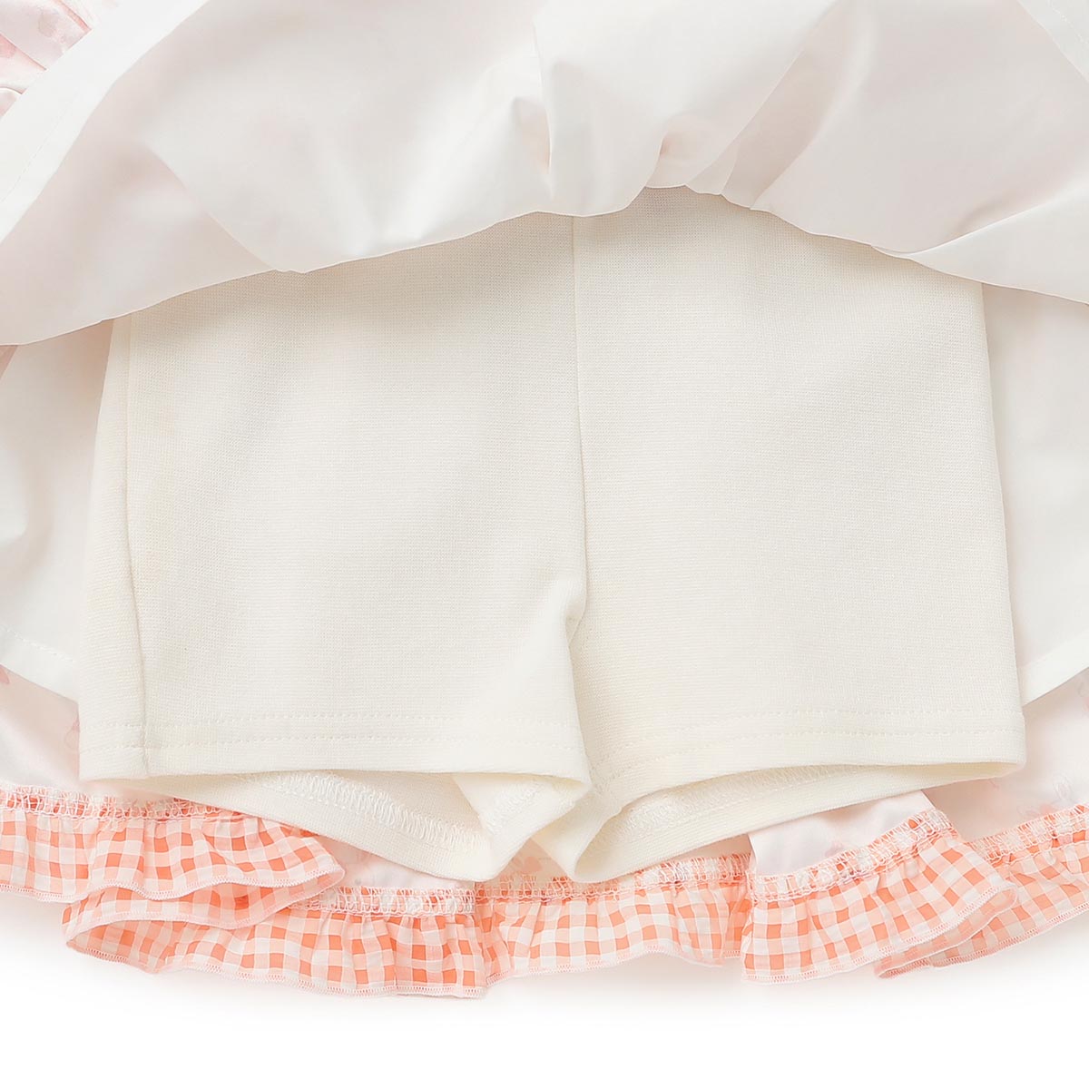 Lil ala mode インナーパンツ付きティアードスカート（オレンジ）