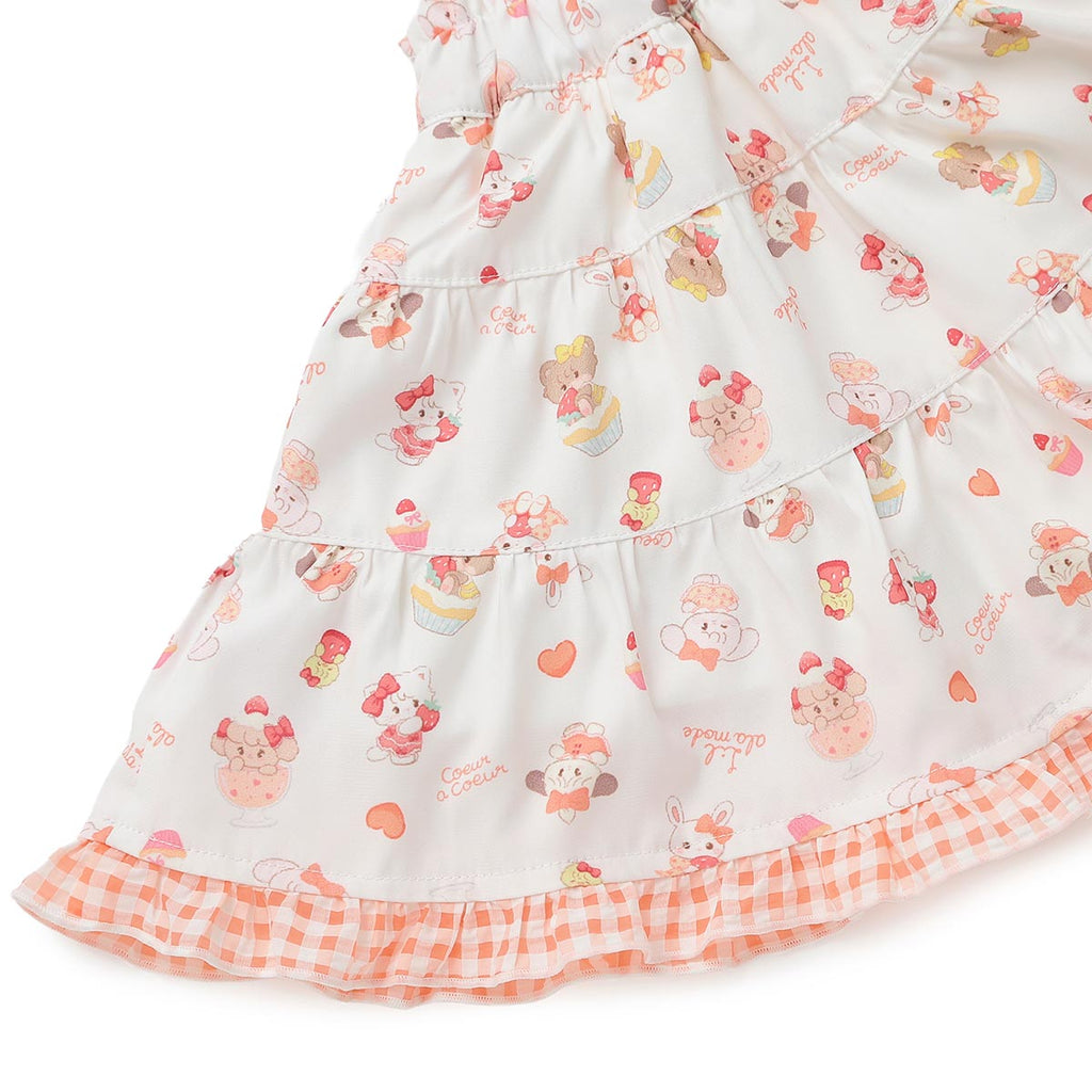 Lil ala mode インナーパンツ付きティアードスカート（オレンジ）