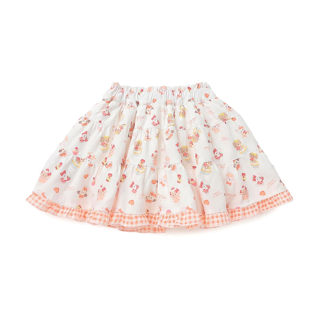 Lil ala mode インナーパンツ付きティアードスカート（オレンジ）