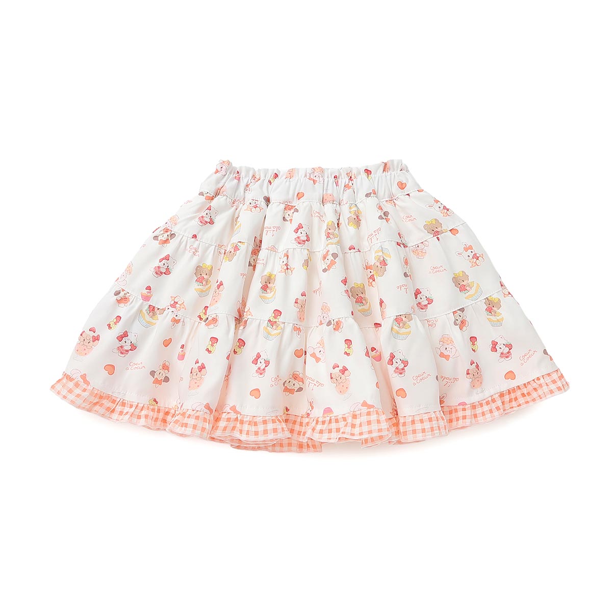 Lil ala mode インナーパンツ付きティアードスカート（オレンジ）