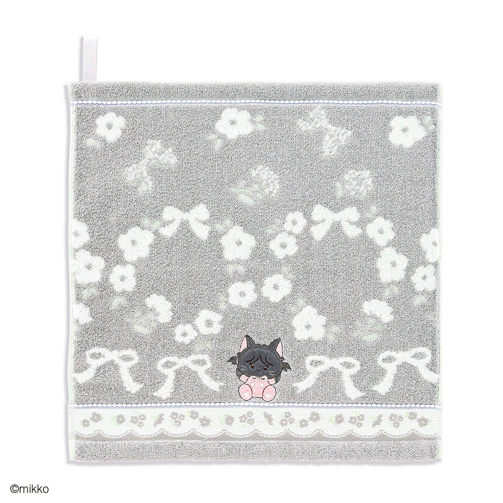 Lil ala mode フルール ループ付きウォッシュタオル グレー
