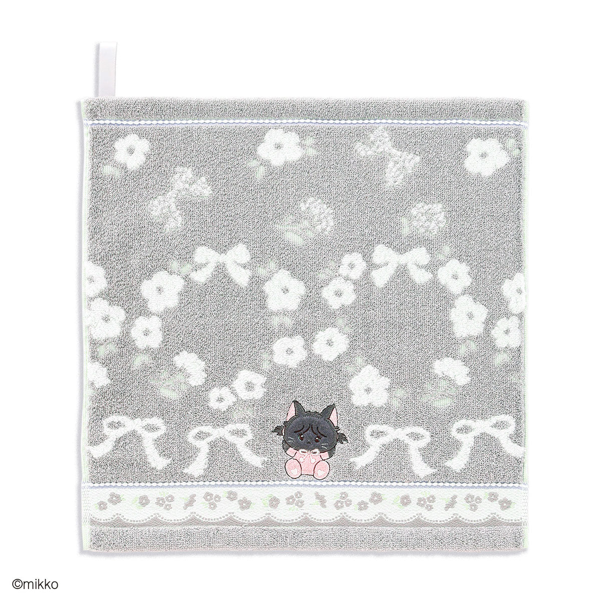 Lil ala mode フルール ループ付きウォッシュタオル グレー