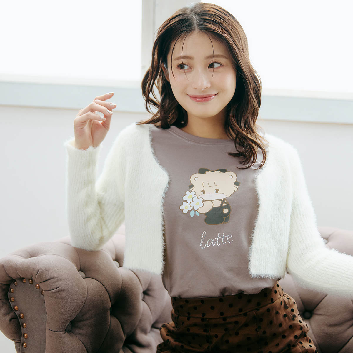 Lil ala mode Tシャツ ラテ グレー