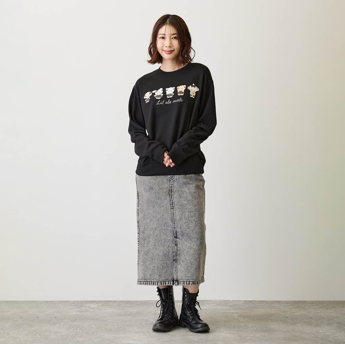 Lil ala mode スウェット ブラックリボン みんな ブラック