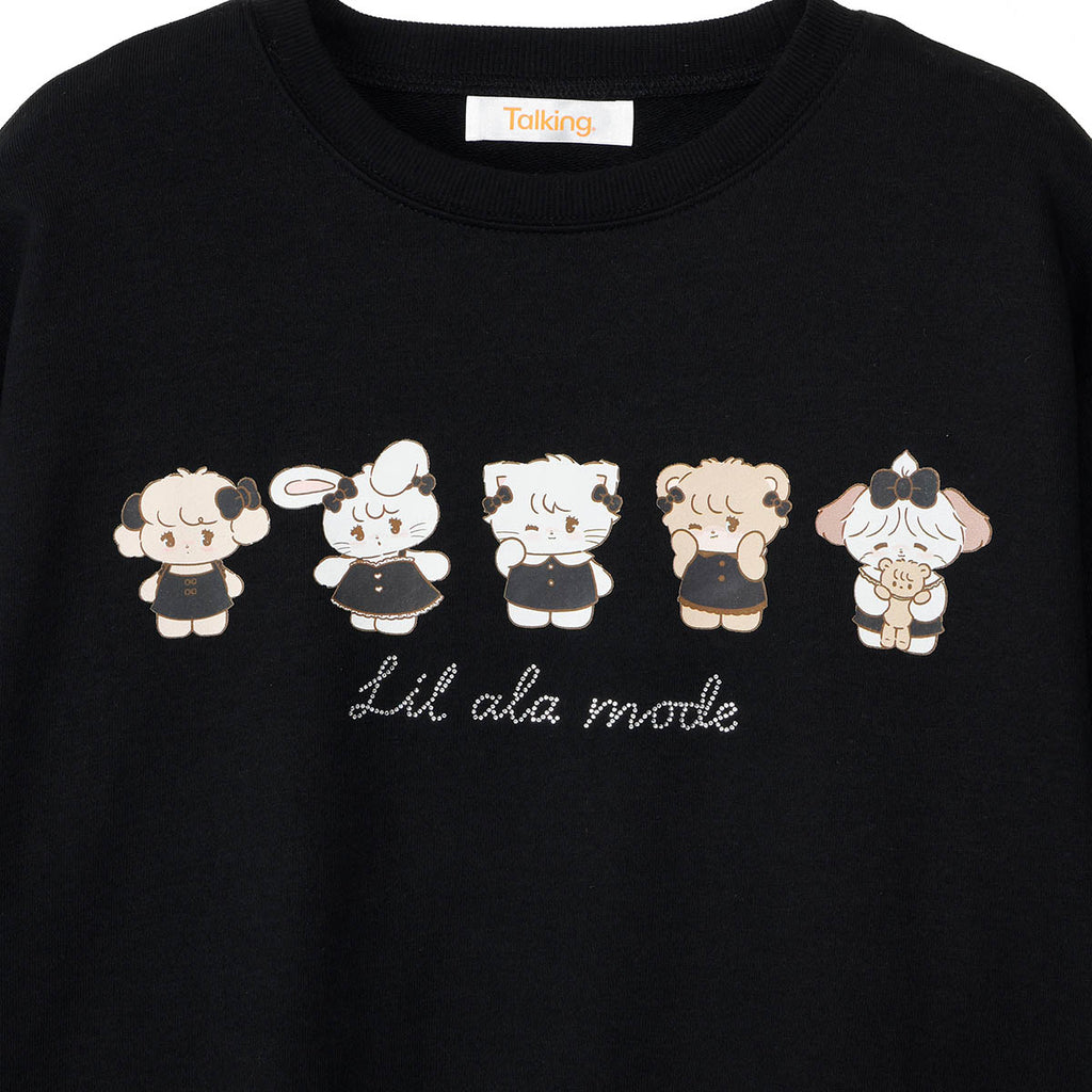 Lil ala mode スウェット ブラックリボン みんな ブラック