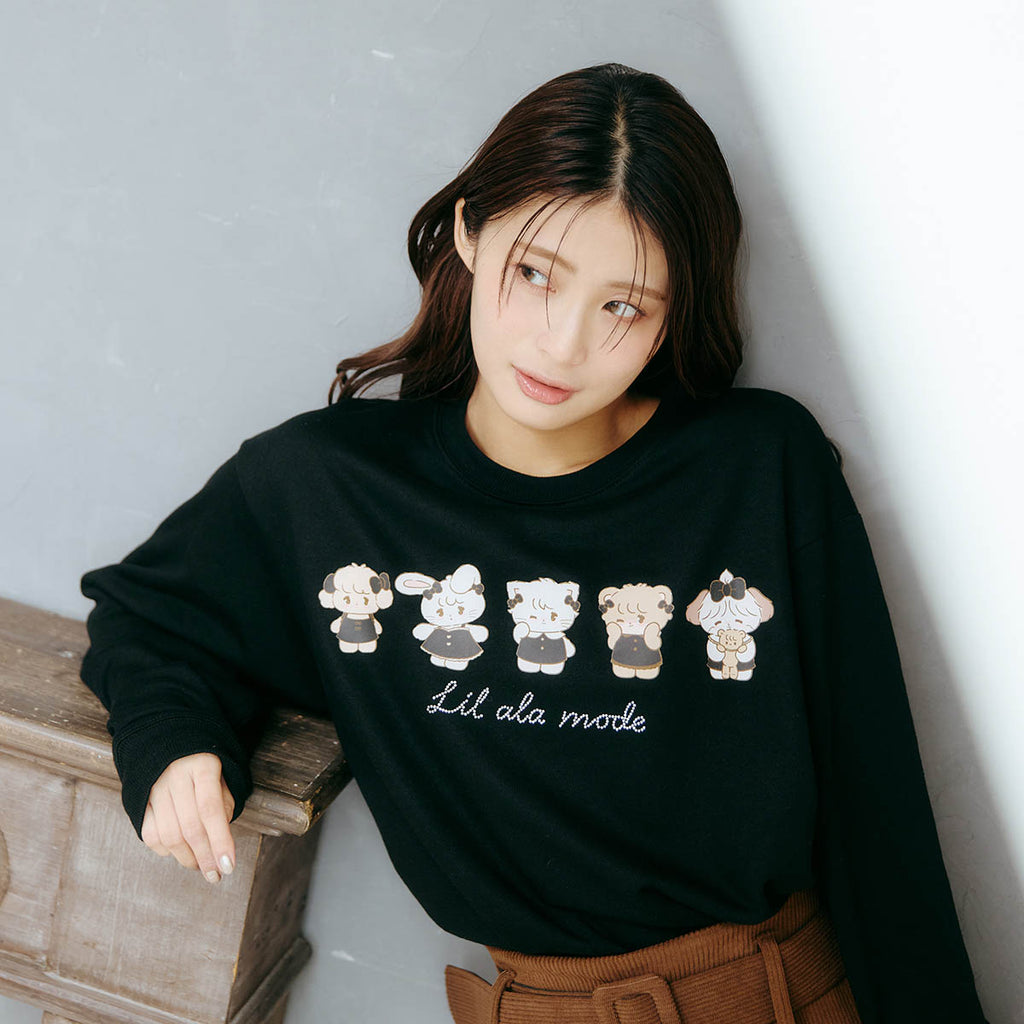 Lil ala mode スウェット ブラックリボン みんな ブラック