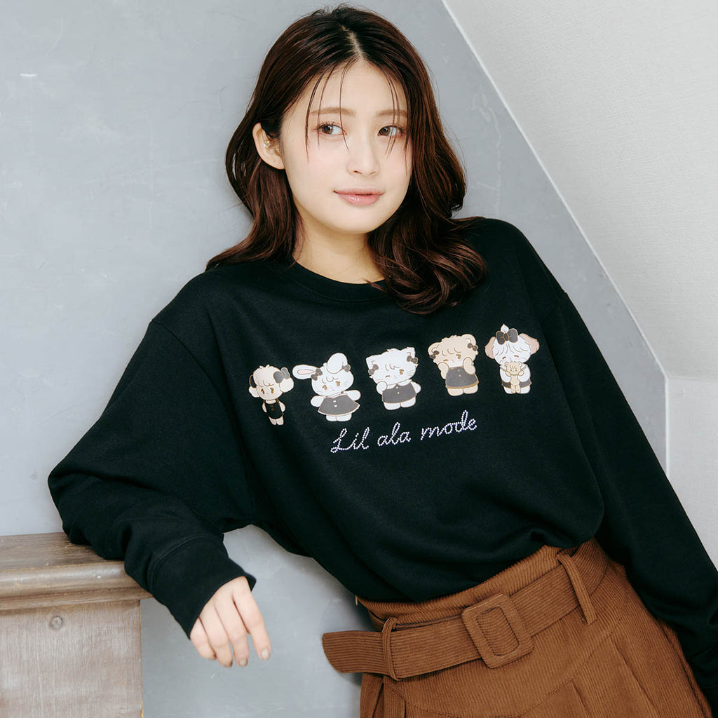 Lil ala mode スウェット ブラックリボン みんな ブラック