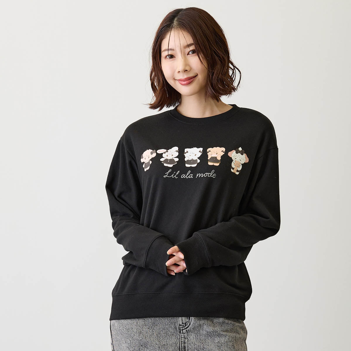 Lil ala mode スウェット ブラックリボン みんな ブラック