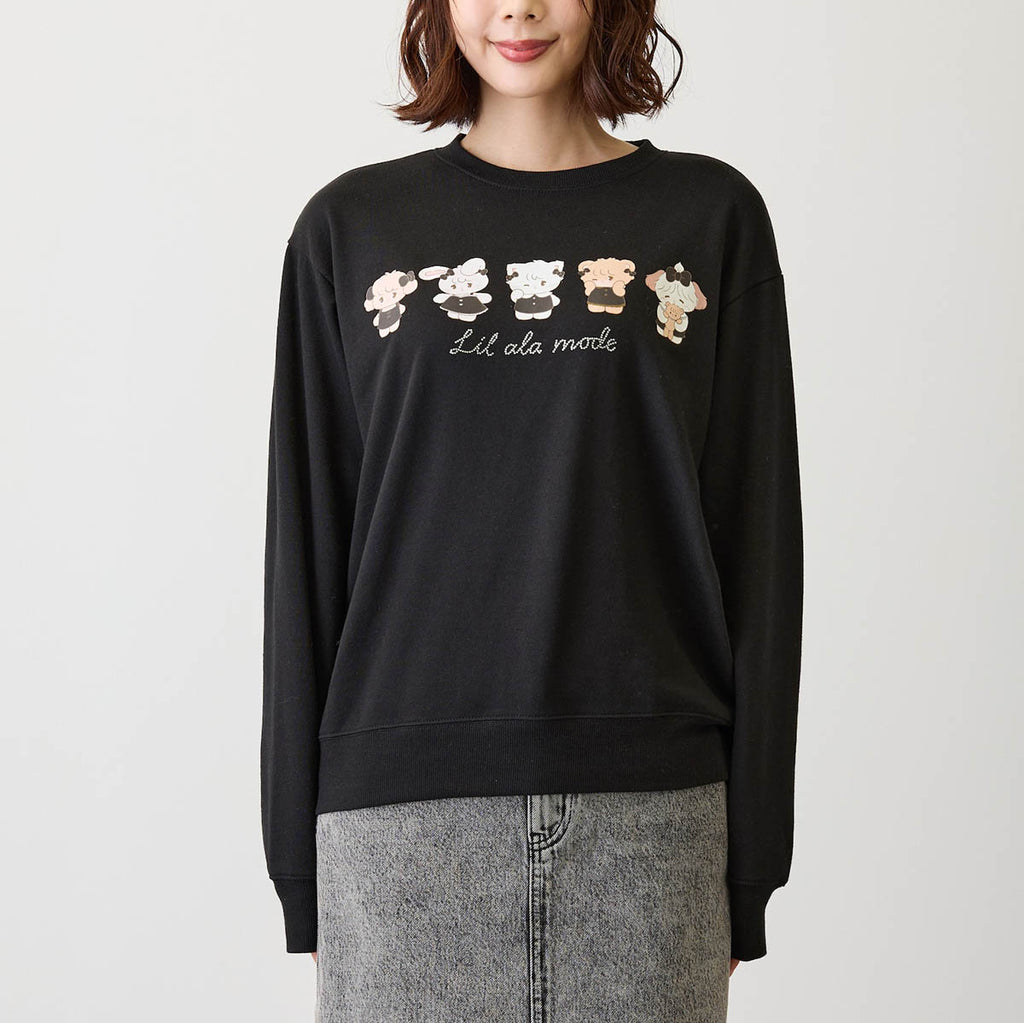 Lil ala mode スウェット ブラックリボン みんな ブラック
