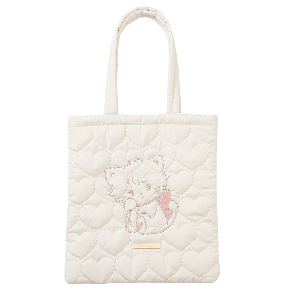 Lil ala mode ハートキルティングトートバッグ ムース ホワイト