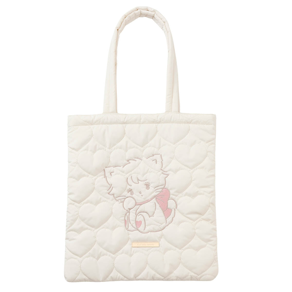 Lil ala mode ハートキルティングトートバッグ ムース ホワイト