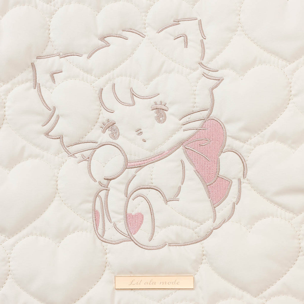 Lil ala mode ハートキルティングトートバッグ ムース ホワイト