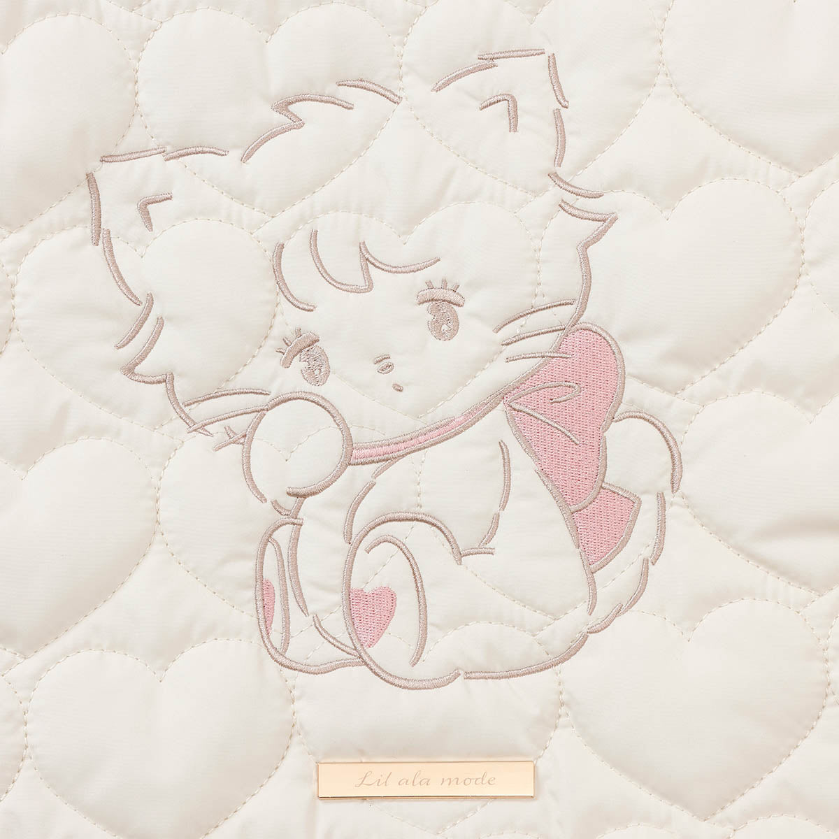Lil ala mode ハートキルティングトートバッグ ムース ホワイト