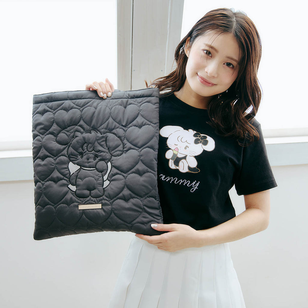 Lil ala mode ハートキルティングトートバッグ キャミー ブラック