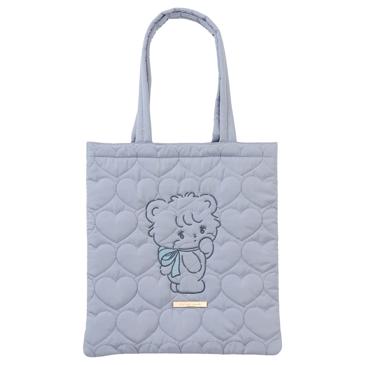 Lil ala mode ハートキルティングトートバッグ ラテ ブルー