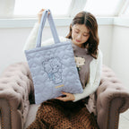 Lil ala mode ハートキルティングトートバッグ ラテ ブルー