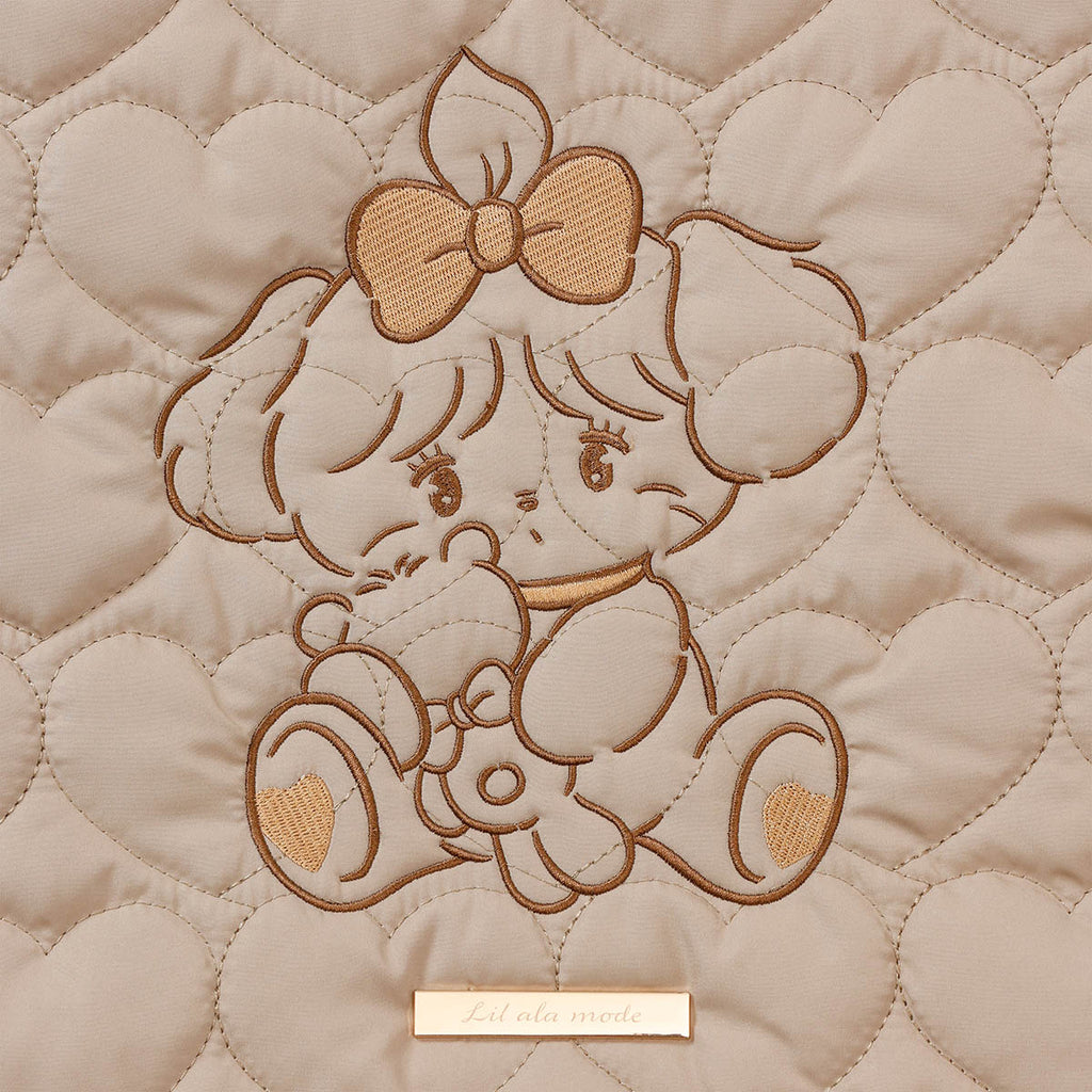 Lil ala mode ハートキルティングトートバッグ スフレ ブラウン