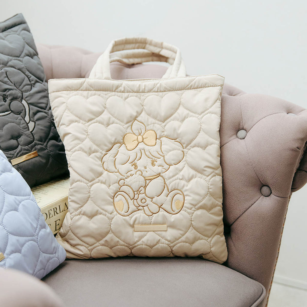 Lil ala mode ハートキルティングトートバッグ スフレ ブラウン