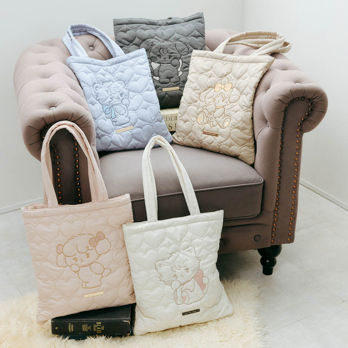 Lil ala mode ハートキルティングトートバッグ ナッツ ピンク