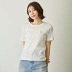 Lil ala mode Tシャツ フラワー ムース ホワイト